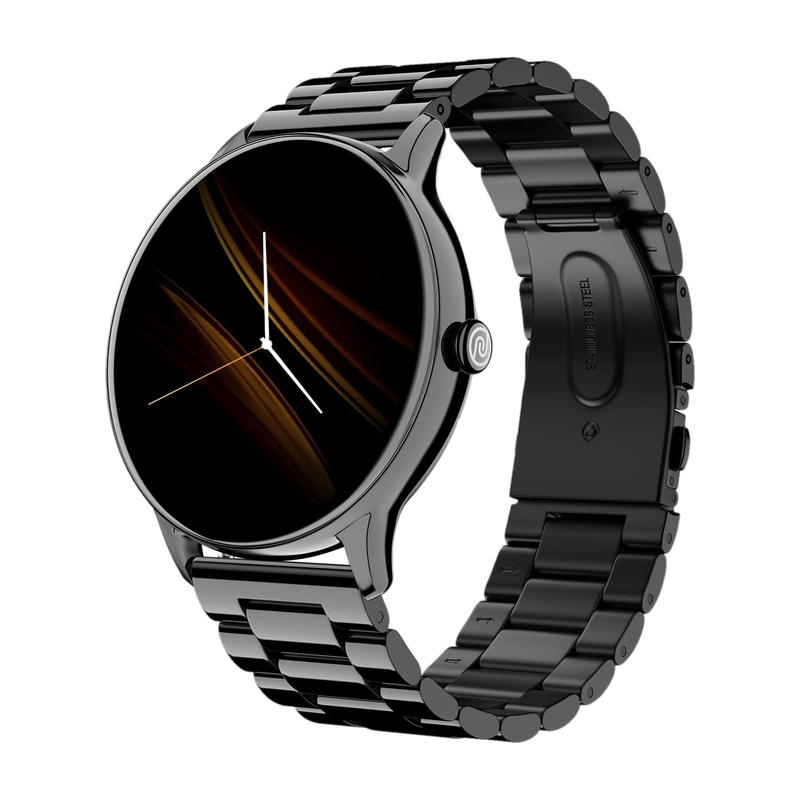 Noise Crew Go with 1.39" Display, BT Calling with Metal Strap and 7 Days Battery Life Smartwatch (Elite Black Strap, Regular)