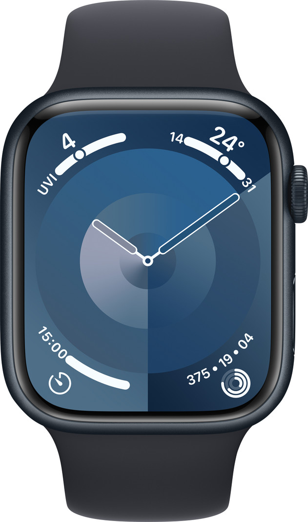APPLEApple Watch Series 9 GPS 45mm Midnight Aluminium Case with Midnight Sport Band - M/L (Midnight Strap, Free Size)