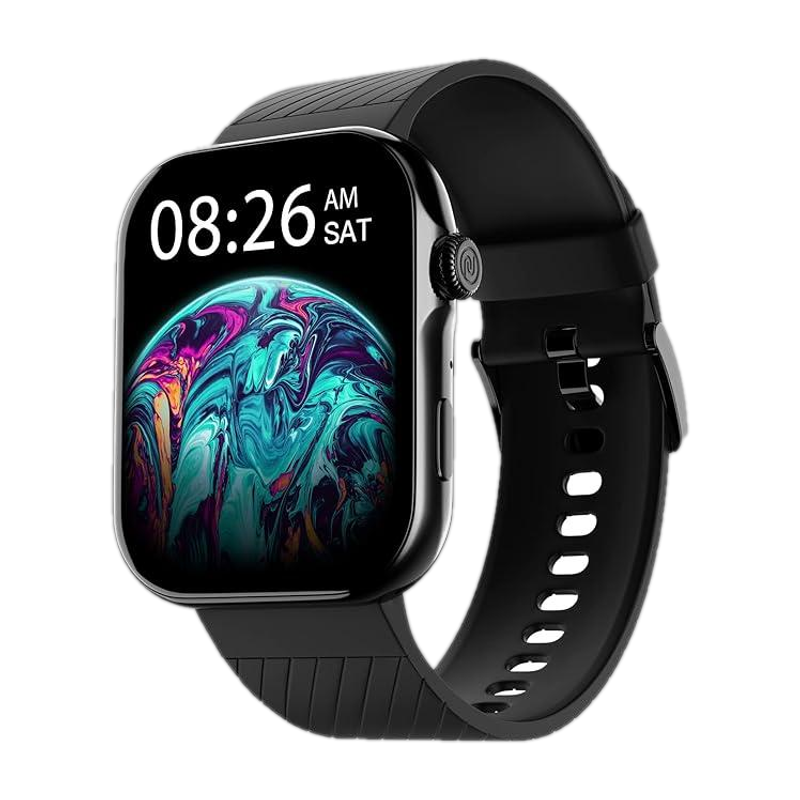 Noise Vision 3 with 1.96" AMOLED display with Thin Bezel, Metallic Build Smartwatch (Black Strap, Regular)