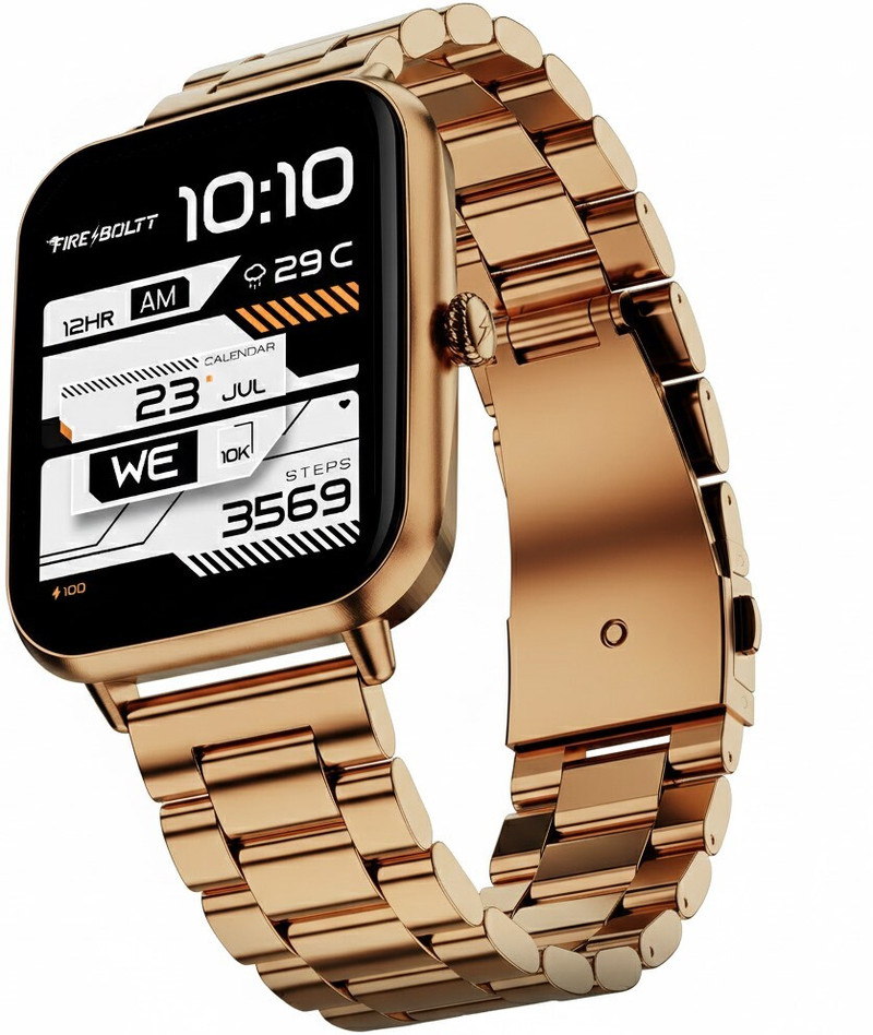 Fire-Boltt Ninja Blaze 1.83" HD Display Stainless Steel Built Bluetooth Calling Metal Body Smartwatch (Imperial Gold Strap, Free Size)