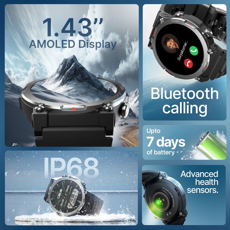 CrossBeats Everest 2.0 1.43" Display Bluetooth Calling Rugged - Image 3