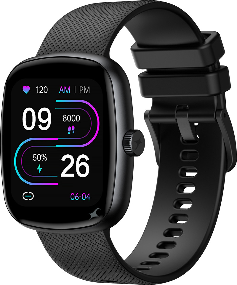 Fastrack Jupiter S3 1.83" Display | Functional Crown | BT Calling | 5 days Battery Smartwatch Black Strap, Free Size