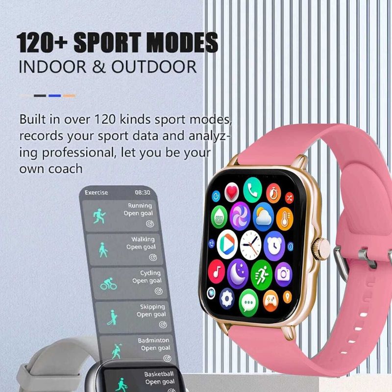 WauroNix H6 Smartwatch with Calling, Heart-Rate Monitor & Multi-Sport Modes Smartwatch (Pink Strap, 1.9 Inch Huge First Big Display) - Image 4