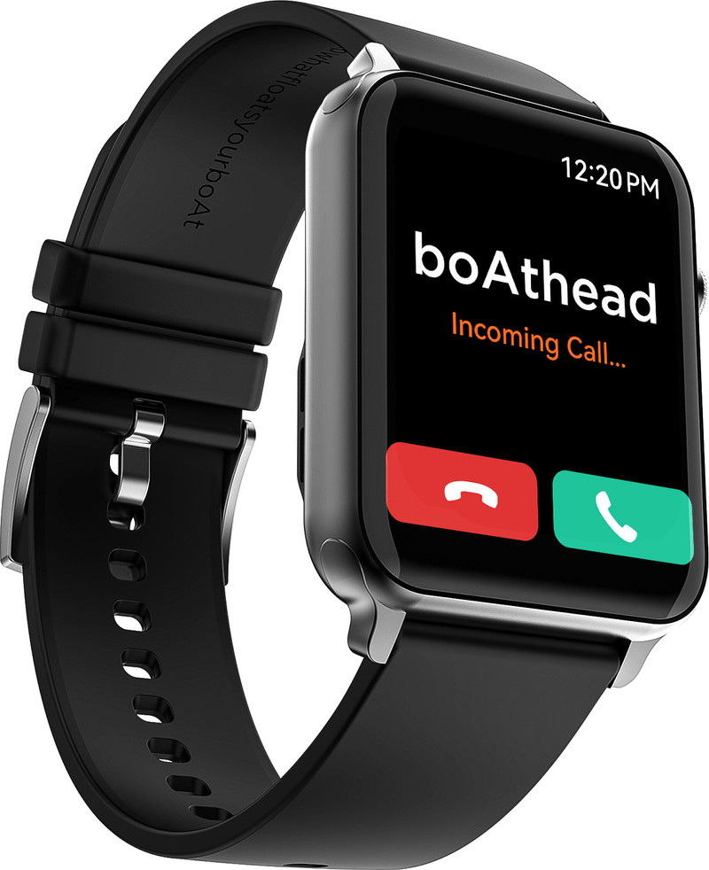 boAt boAt Storm Call w/ 4.29 cm(1.69"), BT Calling & 550 Nits Brightness Smartwatch (Bold Black Strap, Free Size)