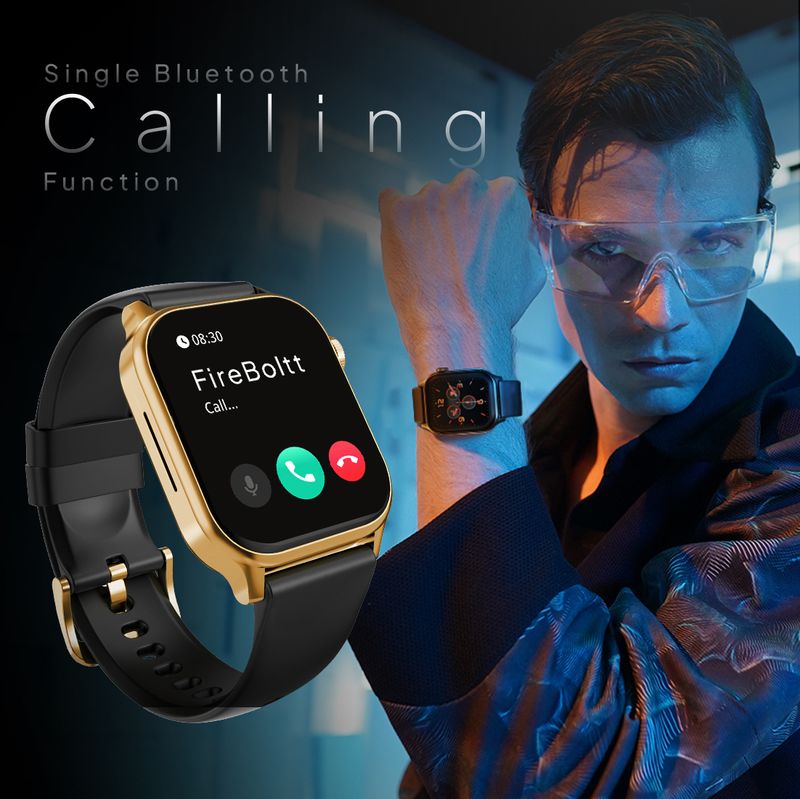 Fire-Boltt Rise Bluetooth Calling Smartwatch 47mm, Golden Strap - Image 5