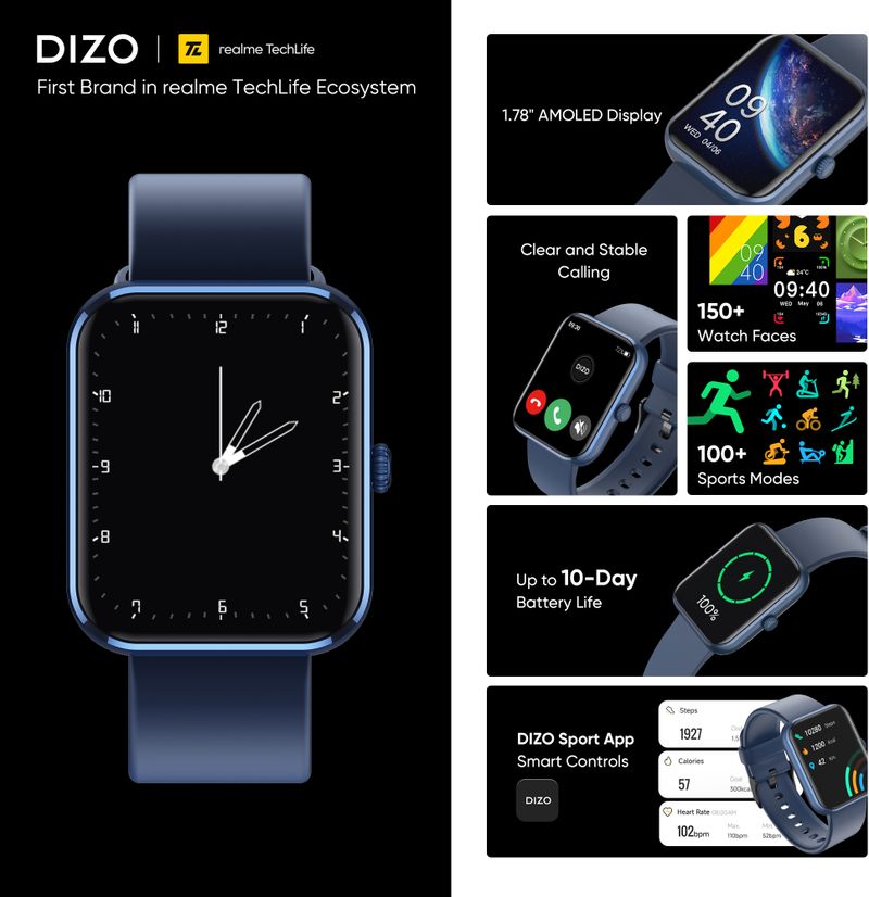 DIZO Watch D Ultra 1.78 AMOLED Blue - Image 3