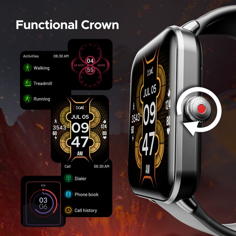 boAt Wave Fury Smartwatch (Black Strap) - Image 6