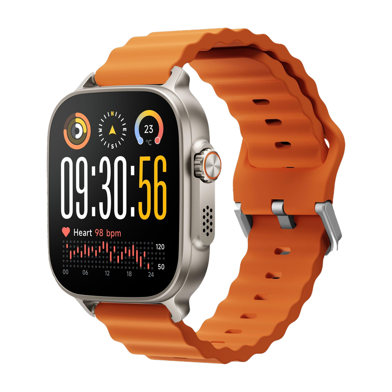 realme Watch 5,1.97" AMOLED,upto 20 Days Battery,BT Calling,GPS,Compass,IP68 Smartwatch Vibrant Orange Strap, One Size