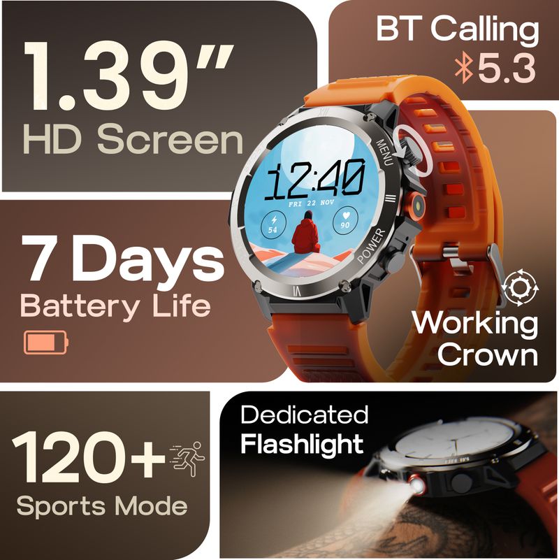 Goboult Tuff Hawk 1.39 inch HD Display Smartwatch - Image 3