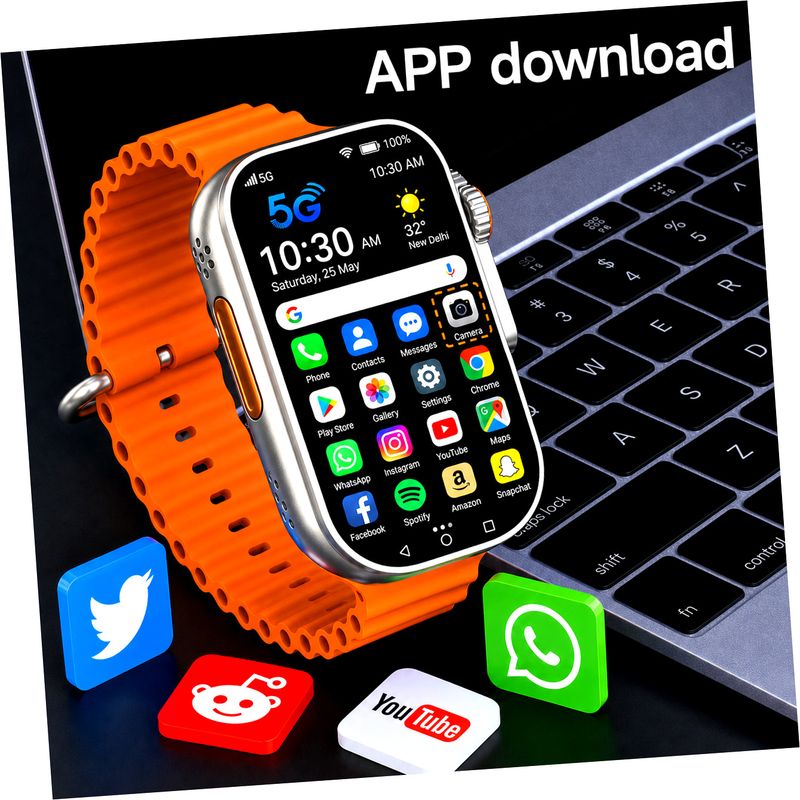 FOAMTECH 5G Android Watch AMOLED Display, Terracotta Orange Strap - Image 2