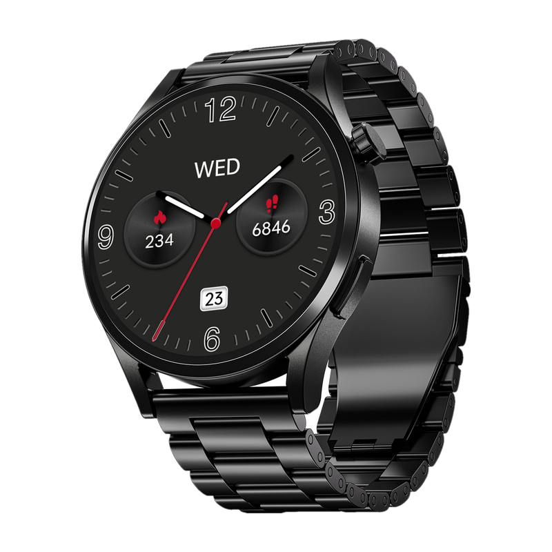 boAt Chrome Horizon Smartwatch Steel Black Strap, Free Size