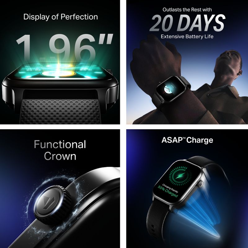boAt Storm Infinity Plus Smartwatch, 1.96" Display, 20-Day Battery - Image 4