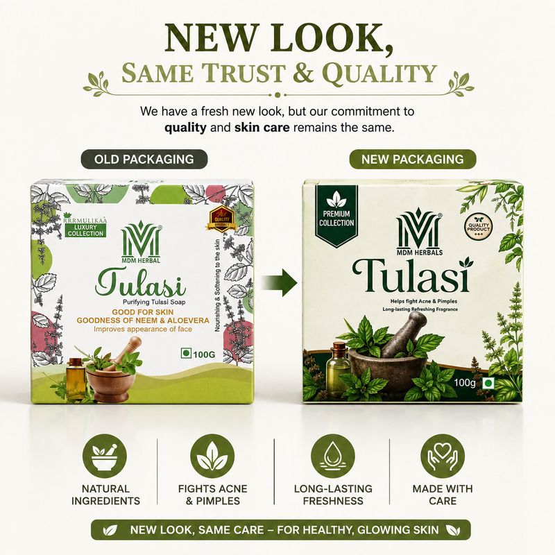 MDM HERBAL PRODUCTS Tulasi Bath Soap Pack of 6 · 100 g (600 g total) - Image 2