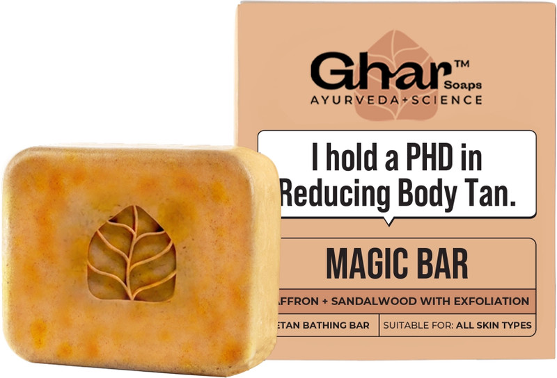 Ghar Soaps Magic Soap Sandal Wood And Saffron for DeTan and Glowing Brightening Skin 100 g