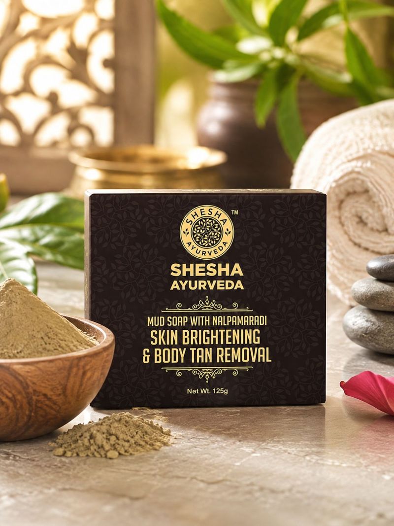 shesha ayurveda Mud With Nalpamaradi Skin Brightening Soap Bar 125g - Image 5