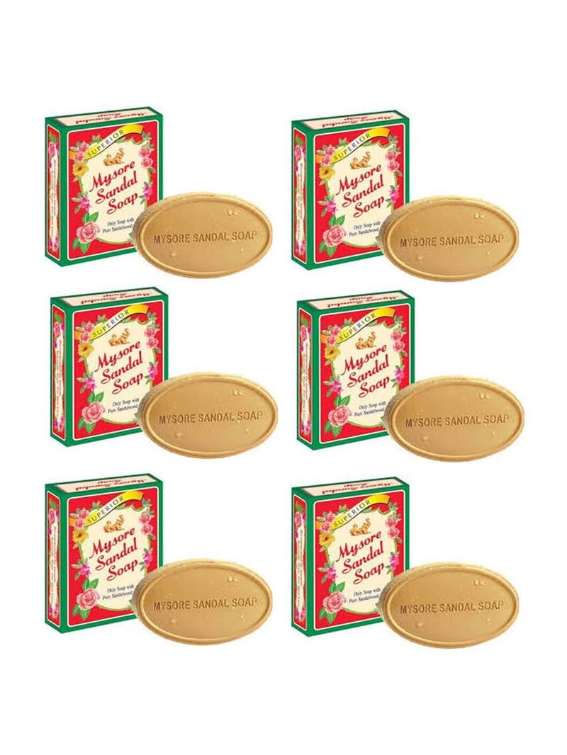 Mysore Sandal Soap Pack of 6 (6 x 75g) Pack of 6 · 75 g (450 g total) - Image 2