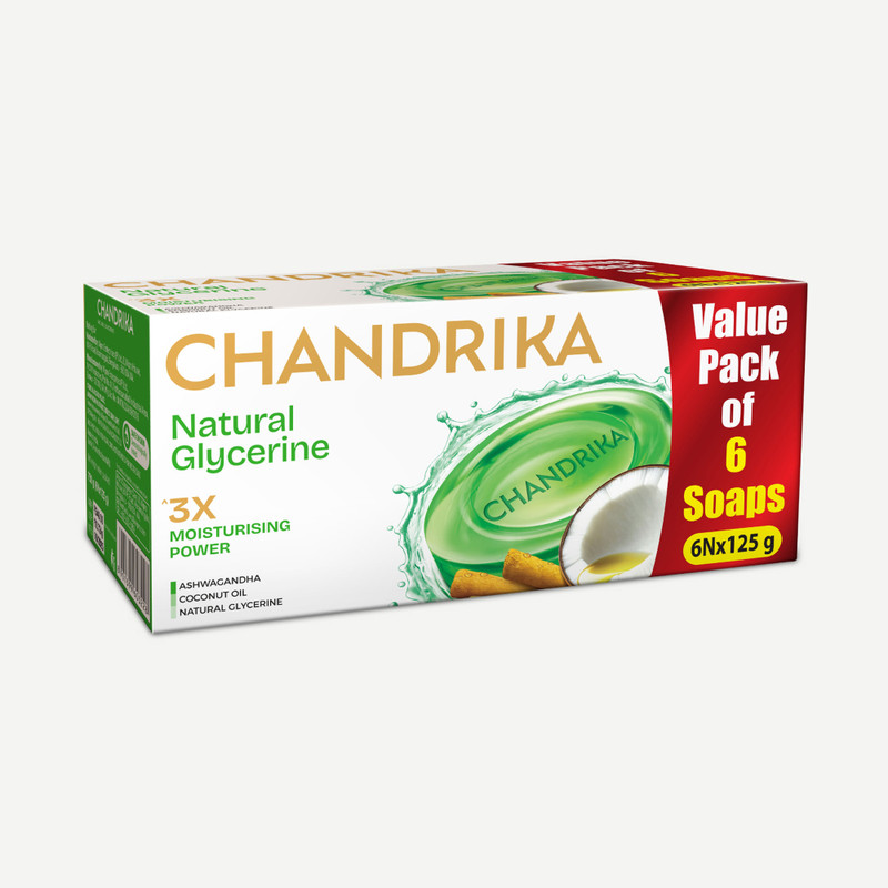 CHANDRIKAChandrika With Glycerine Ayurveda Gel Bathing Bar Soap,| Jojoba Oil for Moisturized Skin (6 x 125 g)