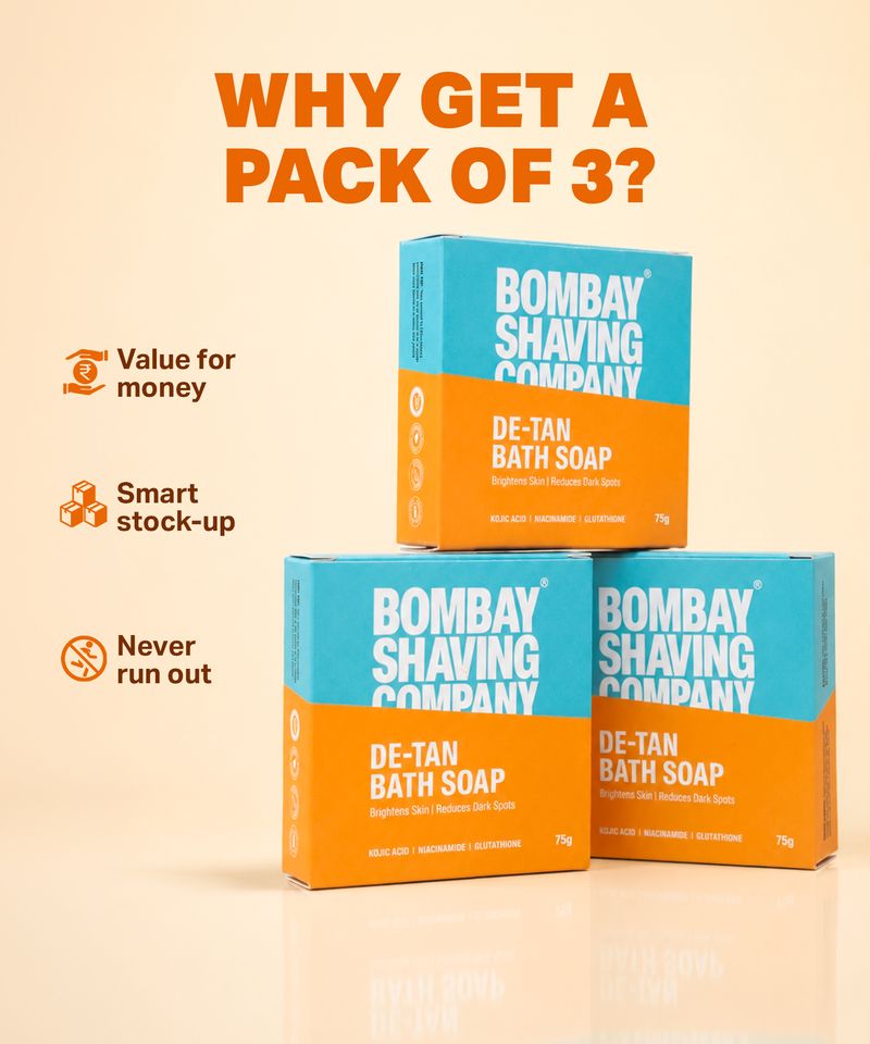 BOMBAY SHAVING COMPANY De-Tan Bath Soap with Kojic Acid, Niacinamide & Glutathione | 100g x3 Pack (3 x 50 g) - Image 4