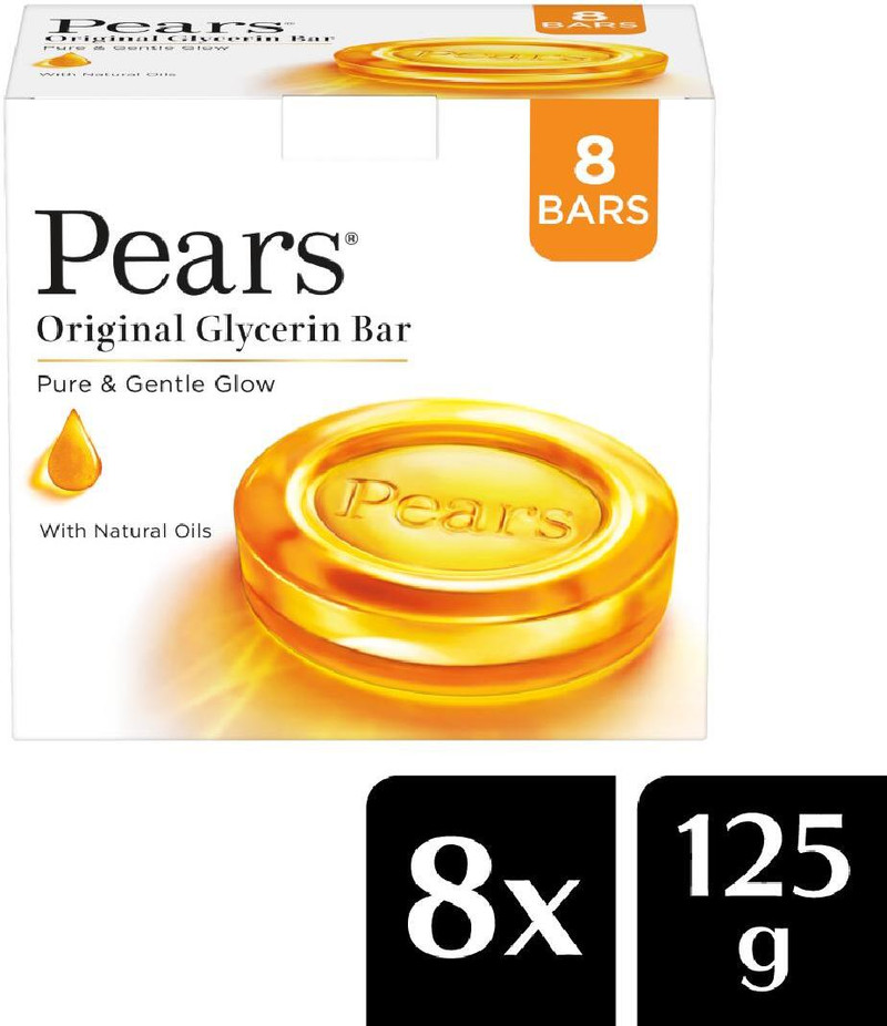 Original Glycerin Soap Bar - Pure & Gentle Glow | With 98% Pure Glycerin (8 x 125 g)