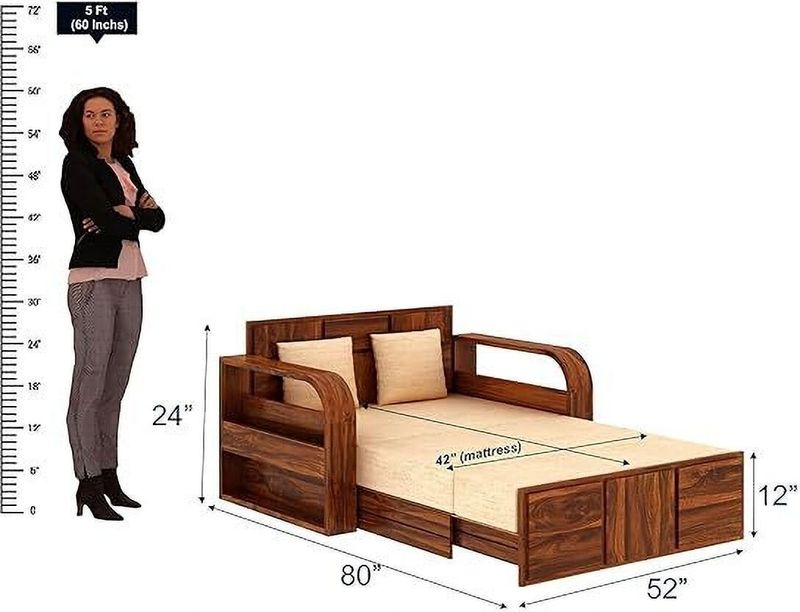 Ganpati Arts Scott Sheesham Wood 2 Seater Sofa Bed - Image 3