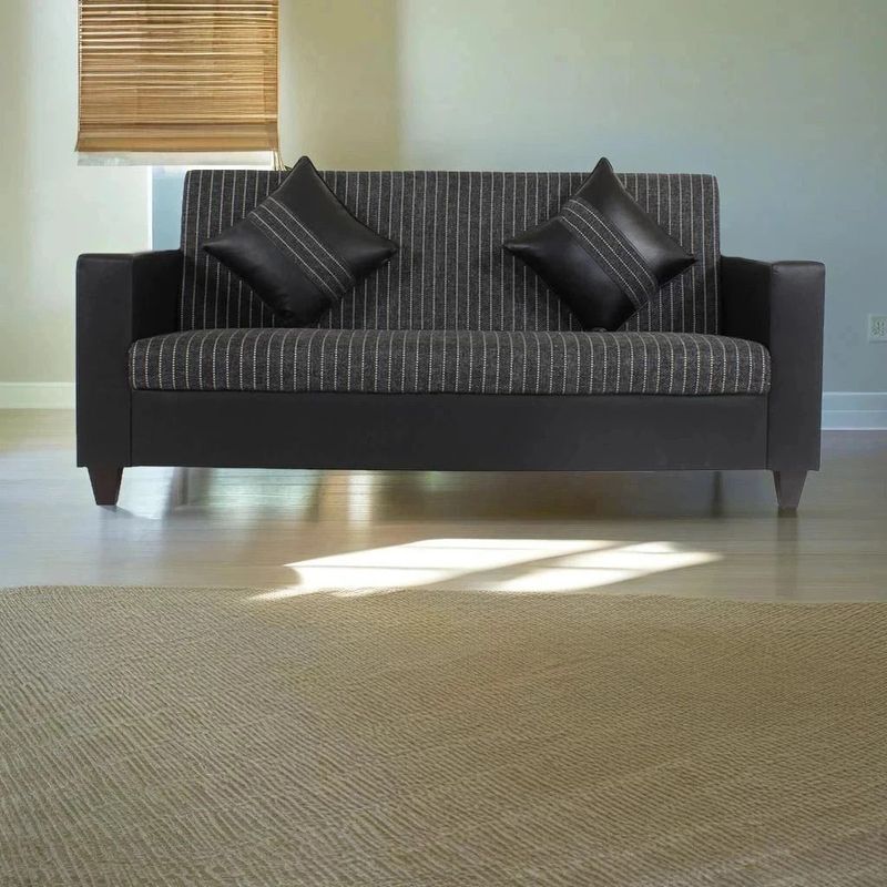 Flipkart Perfect Homes Crete Leatherette and Fabric 3 Seater Sofa (Finish Color - Black and Silver, DIY(Do-It-Yourself))