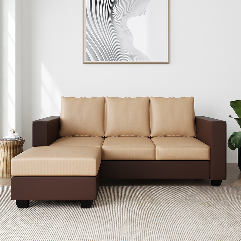 WESTIDO Leatherette 4 Seater Sofa Finish Color - Cream Brown, DIY(Do-It-Yourself)
