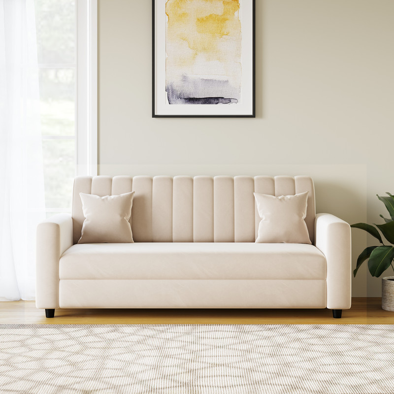 RM HOME Luna Fabric 3 Seater  Sofa (Finish Color - Beige, DIY(Do-It-Yourself))
