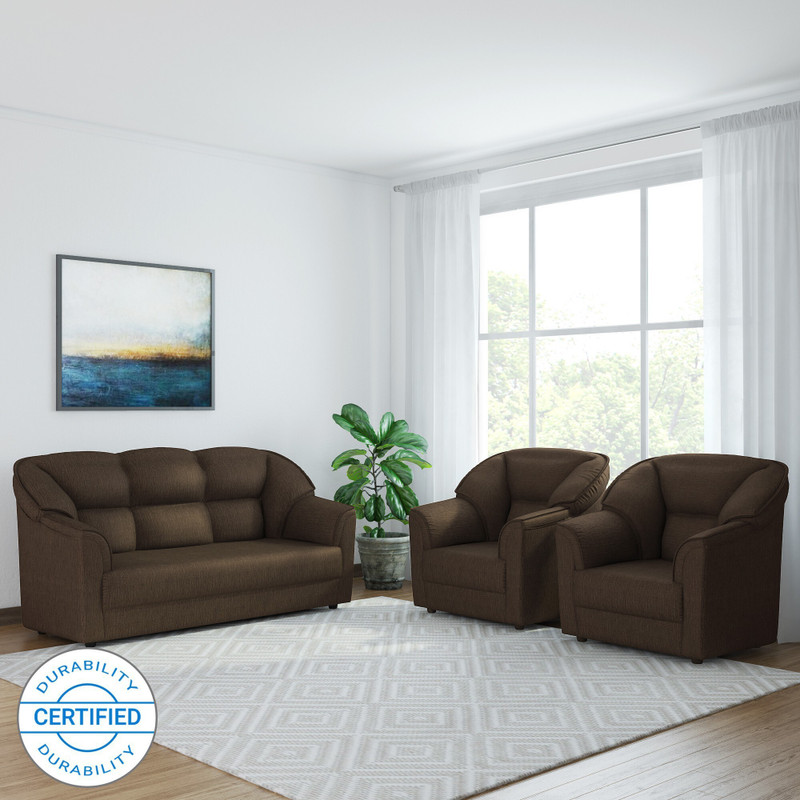 WESTIDO Herald Fabric 3 + 1 + 1 Sofa Set Dark Brown, DIY(Do-It-Yourself)