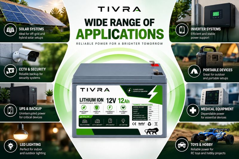 TIVRA 12V 12Ah Lithium Solar Battery with 20A BMS - Image 4