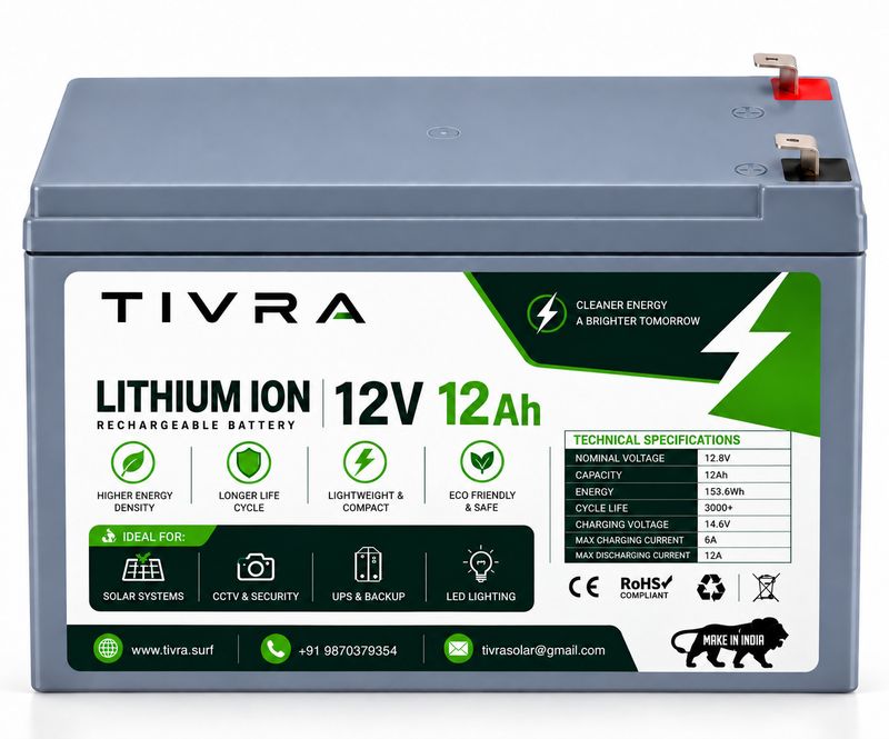 TIVRA 12V 12Ah Lithium Solar Battery with 20A BMS - Image 3