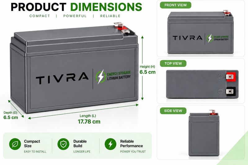 TIVRA 12V 12Ah Lithium Solar Battery with 20A BMS - Image 6