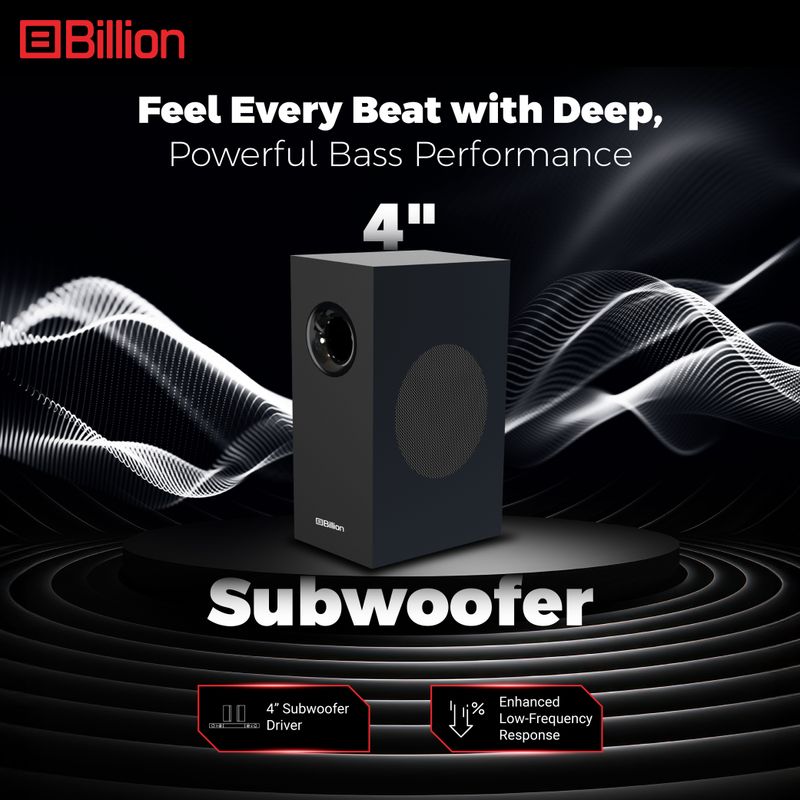 Billion Thunder 60 60W Bluetooth Soundbar (Black, 2.1 Channel) - Image 4