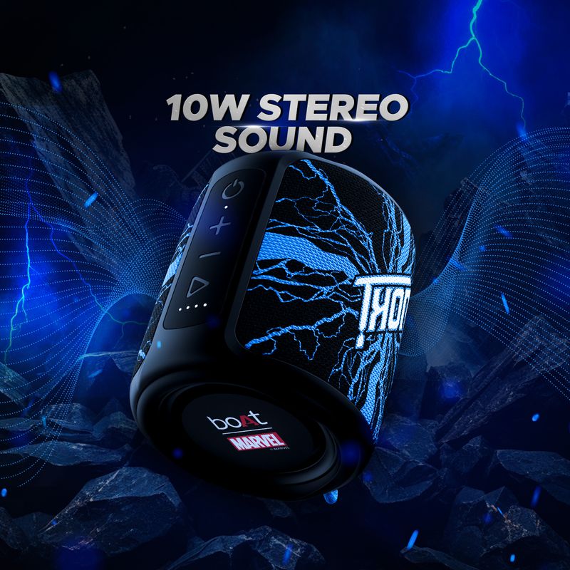 boAt Stone 350 Thor Edition 10 W Bluetooth Speaker (Electric Blue, Mono Channel) - Image 4