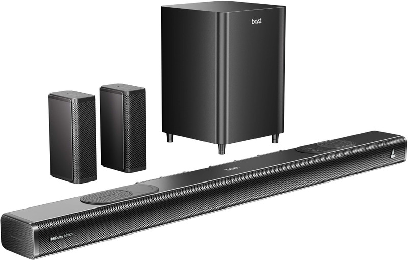 boAt Aavante Prime 7.1.4 7050DA,Dolby Atmos,W/L Satellites,FREE Installation & Demo 700 W Bluetooth Soundbar (Black, 7.1.4 Channel)