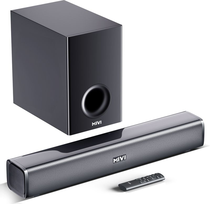 Mivi Fort H120 Soundbar, 120 Watts, 2.1 Channel, Multi-Input and EQ Modes, BT v5.1 120 W Bluetooth Soundbar (Black, 5.1 Channel)