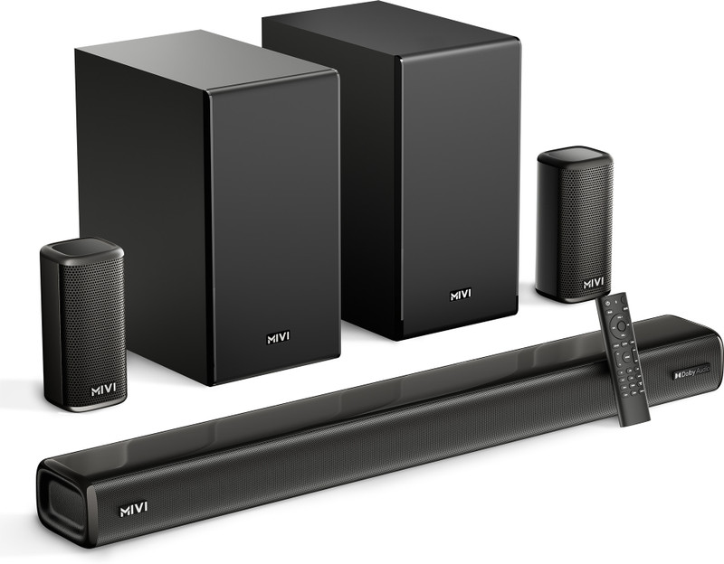Mivi Fort H880 Soundbar, Dual Subwoofers, Dolby Audio, 880 Watts, 5.2 Channel 880 W Bluetooth Soundbar (Black, 5.2 Channel)