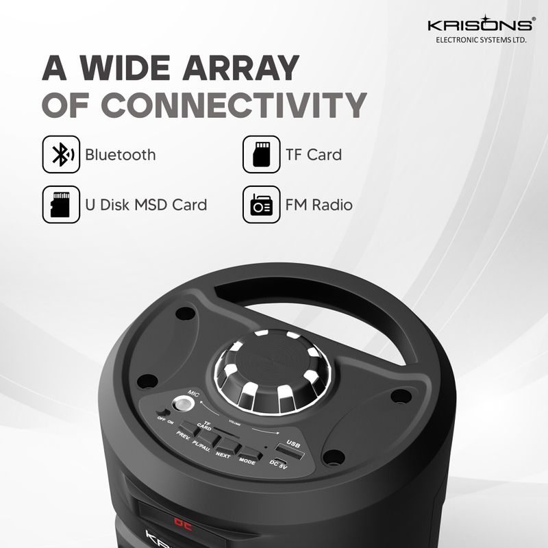 KRISONS Cylender Bluetooth Speaker 1500 Watts - Image 3
