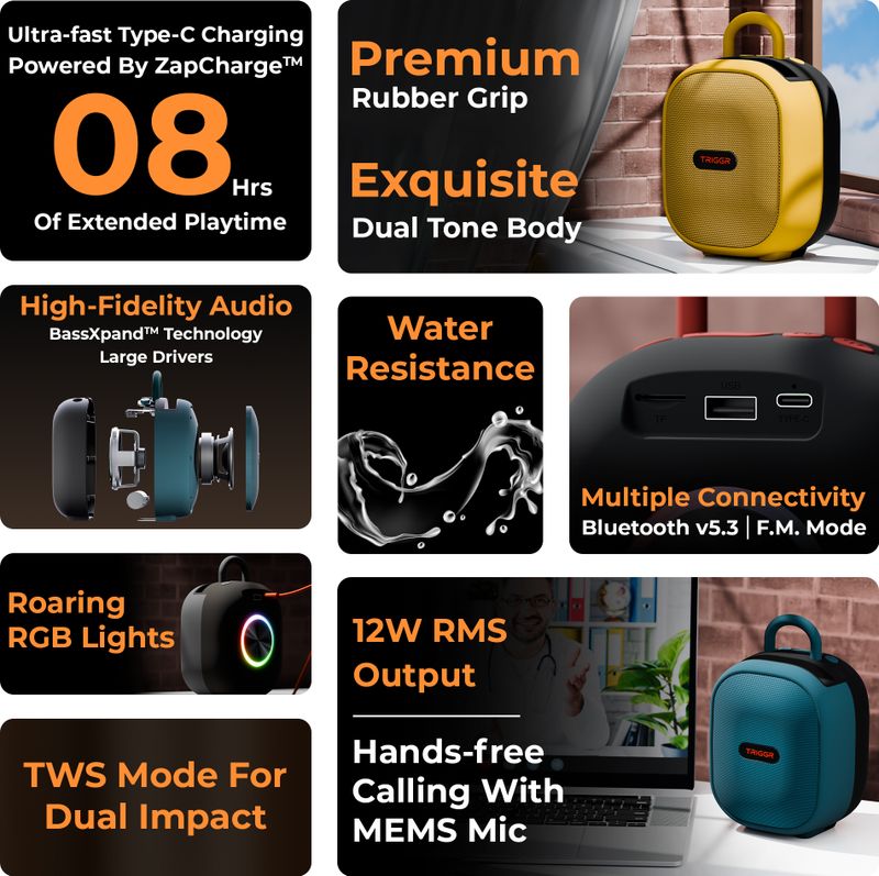 TRIGGR Roar 12 12W Bluetooth Speaker - Image 4