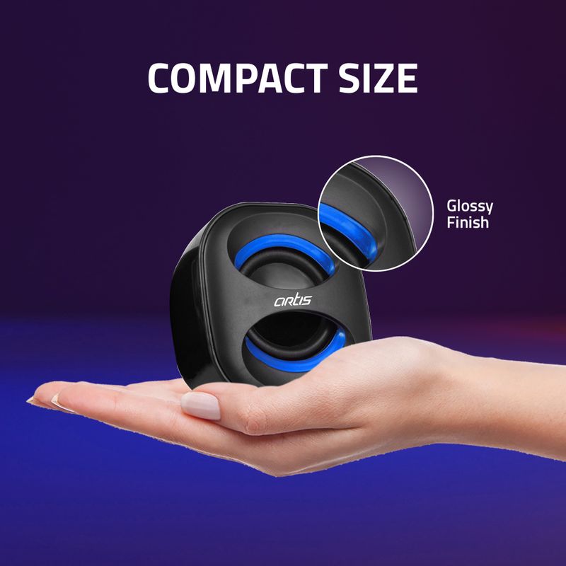 artis Mini Portable Speaker (Black-Blue, 2.0 Channels) - Image 6