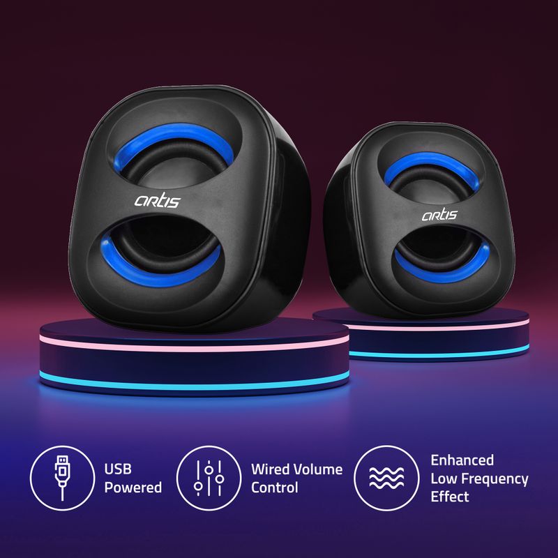 artis Mini Portable Speaker (Black-Blue, 2.0 Channels) - Image 3
