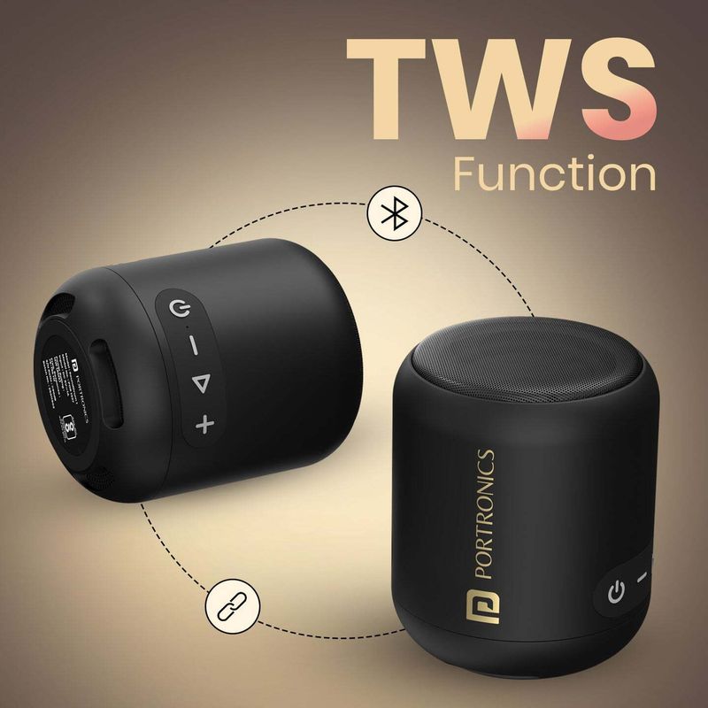 Portronics SoundDrum 1 12W TWS Bluetooth Speaker (Black) - Image 6