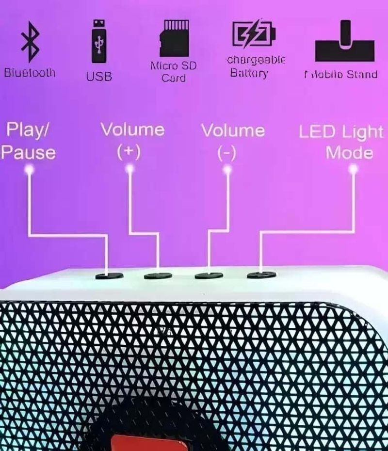 F FERONS F फà¥à¤°à¥à¤¨à¥à¤¸ Tune-1,16mm driver Dynamic Bass stereo audio Led Lighting Portable Wireless 5 W बà¥à¤²à¥à¤à¥à¤¥ सà¥à¤ªà¥à¤à¤° (मलà¥à¤à¥à¤à¤²à¤°, 5.0 à¤à¥à¤¨à¤²) - Image 3