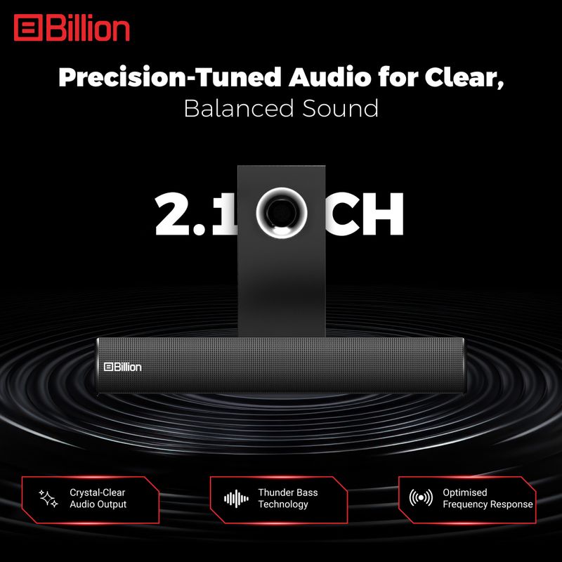 Billion Thunder 60 60W Bluetooth Soundbar (Black, 2.1 Channel) - Image 5