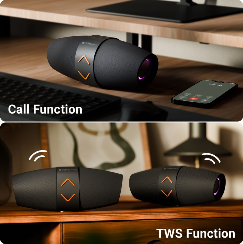 ZEBRONICS SOUND FEAST 55 (PSPK 47) 10h Playback, BTv5.3 | TWS | USB | mSD | AUX, Deep Bass 14 W Bluetooth Speaker (Black, Stereo Channel) - Image 6