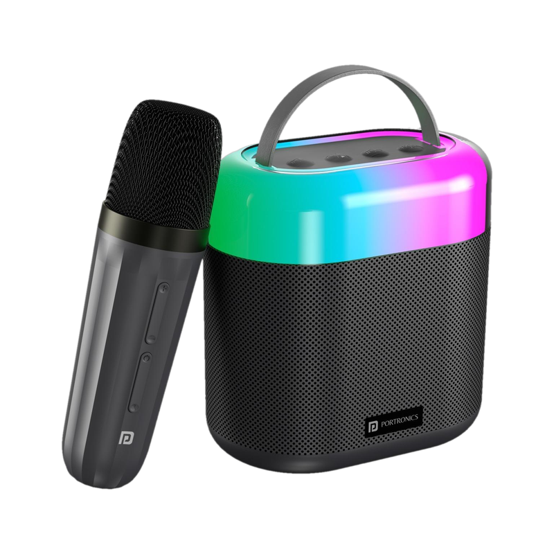 Portronics Dash 3 Wireless Karaoke Mic,5Hrs Playtime, RGB Lights 16 W Bluetooth Party Speaker (Black, Stereo Channel)