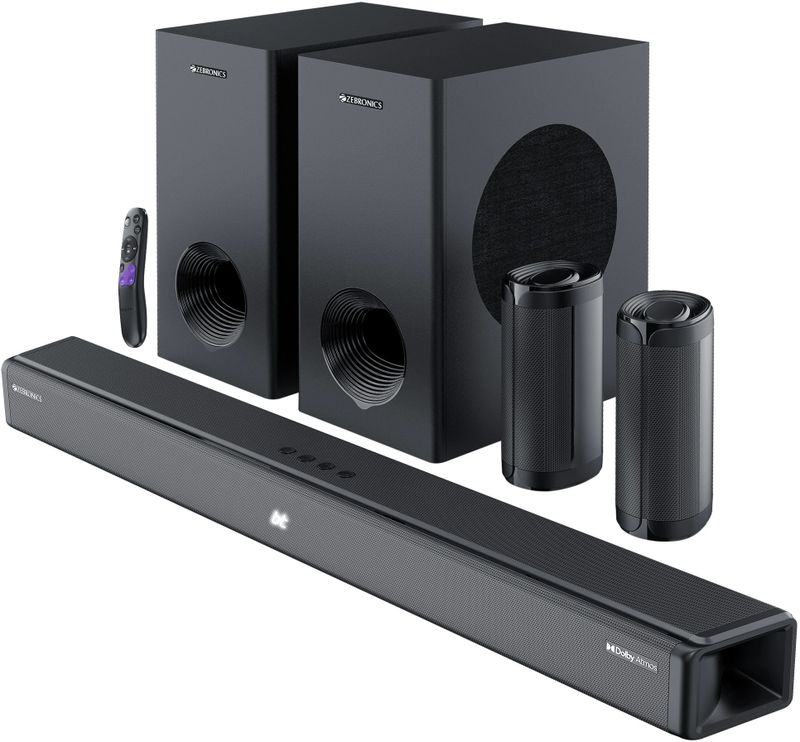 ZEBRONICS Juke Bar 9775 (Zeb-SBSPK C9),650W, 5.2.2 Surround, BTv5.3, Dolby Atmos 650 W Bluetooth Soundbar (Black, 5.2 Channel)