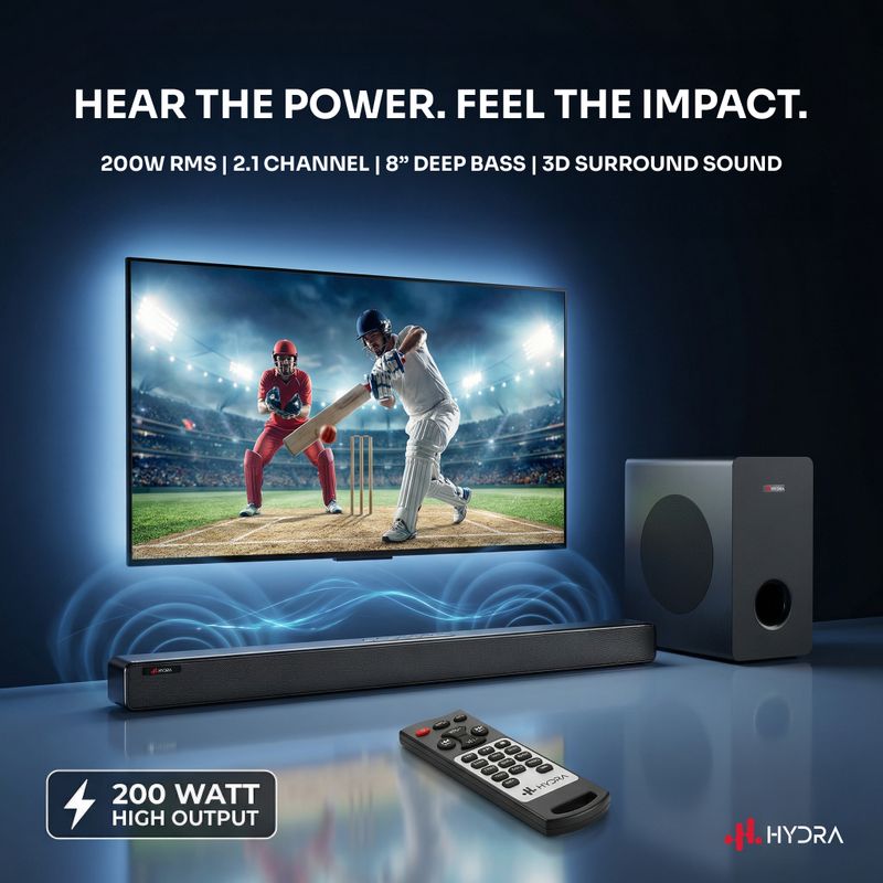 Hydra NexusOne 2.1 Channel Soundbar with 8 Inch Subwoofer - Image 3