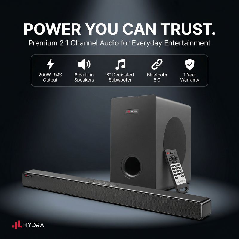 Hydra NexusOne 2.1 Channel Soundbar with 8 Inch Subwoofer - Image 6