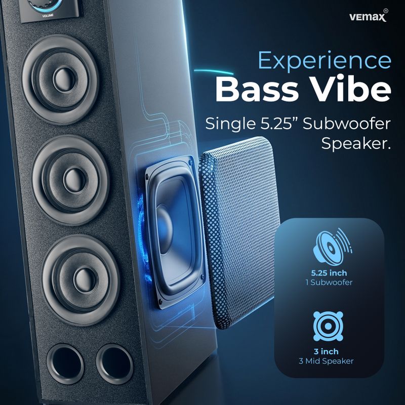 Vemax Aqua 3.0 95W Wireless Bluetooth Tower Speaker - Image 4