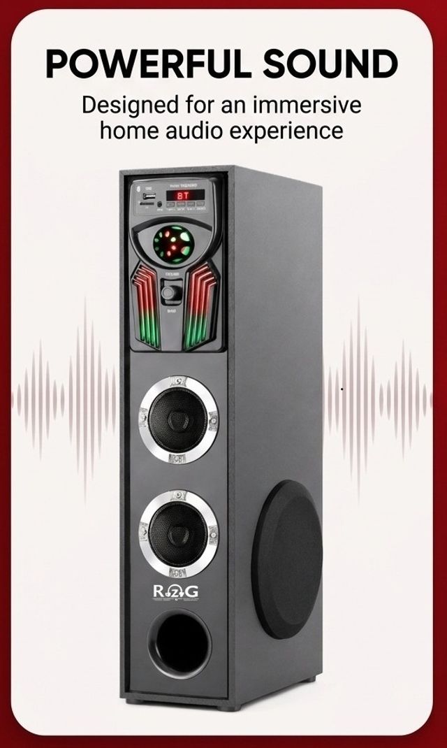 RZG Nitro-220 Pro DJ Tower Speaker 100W Bluetooth Black - Image 6